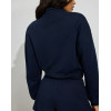 Women's half zipper cotton fleece crop sweatshirts stand collar pullovers