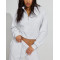 Women's half zipper cotton fleece crop sweatshirts stand collar pullovers