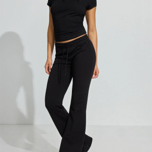 Women's low rise athleisure flare joggers cotton fleece fitted sweatpants