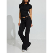 Women's low rise athleisure flare joggers cotton fleece fitted sweatpants