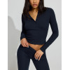 Women's long sleeve ribbed t shirts with button lightweight lounge tees