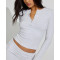 Women's long sleeve ribbed t shirts with button lightweight lounge tees