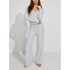 New arrival women's lightweight cotton lounge sets long sleeve v neck shirts with wide leg lounge pants sets