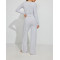 New arrival women's lightweight cotton lounge sets long sleeve v neck shirts with wide leg lounge pants sets