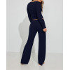 New arrival women's lightweight cotton lounge sets long sleeve v neck shirts with wide leg lounge pants sets