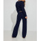 New arrival women's lightweight cotton lounge sets long sleeve v neck shirts with wide leg lounge pants sets