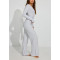 New arrival women's lightweight cotton lounge sets long sleeve v neck shirts with wide leg lounge pants sets