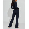 Women's fold over cotton ribbed flared pants fitted lounge sweatpants
