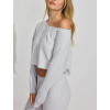 Women's new style off shoulder waffle t shirts long sleeve relaxed fit crop top