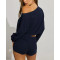 Women's new style off shoulder waffle t shirts long sleeve relaxed fit crop top