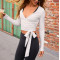 Women's elegant long sleeve wrap top buttery soft ballet crop top