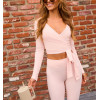 Women's elegant long sleeve wrap top buttery soft ballet crop top