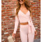 Women's elegant long sleeve wrap top buttery soft ballet crop top