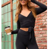 Women's elegant long sleeve wrap top buttery soft ballet crop top