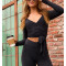 Women's elegant long sleeve wrap top buttery soft ballet crop top