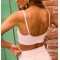 Women's lightweight scallop sports bra with removable paddings spaghetti strap yoga bralette
