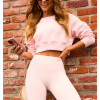 Women's long sleeve crew neck cropped sweatshirts cozy fit drop shoulder pullovers