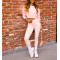 Women's long sleeve crew neck cropped sweatshirts cozy fit drop shoulder pullovers