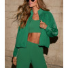 Women's full zipper cotton jackets with piping athleisure style relaxed fit coats
