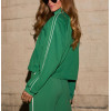 Women's full zipper cotton jackets with piping athleisure style relaxed fit coats