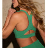 Women's V neck mid support cut out sports bra with removable paddings T bak yoga bralette