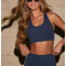 Women's V neck mid support cut out sports bra with removable paddings T bak yoga bralette