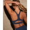 Women's V neck mid support cut out sports bra with removable paddings T bak yoga bralette