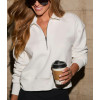 Long sleeve half zip cotton fleece sweatshirts regular fit drop shoulder pullovers