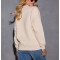 Women's cotton fleece crew neck sweatshirts long sleeve drop shoulder pullovers with side pockets