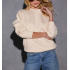Women's cotton fleece crew neck sweatshirts long sleeve drop shoulder pullovers with side pockets