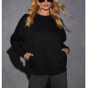 Women's cotton fleece crew neck sweatshirts long sleeve drop shoulder pullovers with side pockets