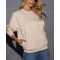 Women's cotton fleece crew neck sweatshirts long sleeve drop shoulder pullovers with side pockets