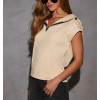 Short sleeve hooded cotton sweatshirts with kangaroo pockets half zipper pullover