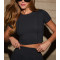 Short sleeve fitted t shirts 4-ways stretchy moisture wicking gym tees