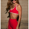 Women's contrast trim everyday sports bra U back fitness gym crop top