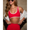 Women's contrast trim everyday sports bra U back fitness gym crop top