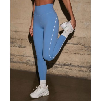 Tummy Control High Performance Fitness Tights With Side Piping Compressive Yoga Leggings