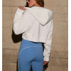 Cotton Fleece Full Zipper Cropped Hoodie relaxed fit jackets with adjustable hood