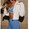 Cotton Fleece Full Zipper Cropped Hoodie relaxed fit jackets with adjustable hood