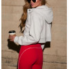 Cotton Fleece Full Zipper Cropped Hoodie relaxed fit jackets with adjustable hood