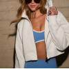 Cotton Fleece Full Zipper Cropped Hoodie relaxed fit jackets with adjustable hood