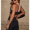 Women's wide strap colorblock sports bra with removable paddings Y shape fitness crop top