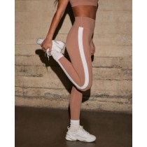 Women's high waisted no front seam yoga leggings with curved back