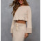 Crew neck cotton fleece cropped hoodies cozy fit pullovers