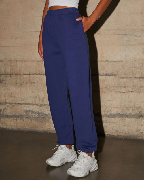 Elastic waist cotton joggers for women with side pockets comfortable soft touch sweatpants