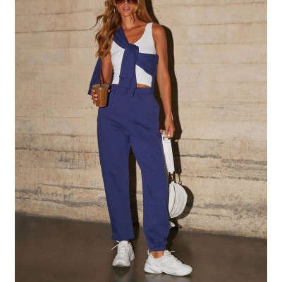 Elastic waist cotton joggers for women with side pockets comfortable soft touch sweatpants