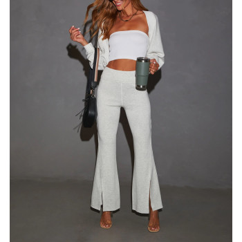 Women's high waisted cotton flared pants luxury loungewear sweatpants