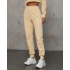 High waisted cotton joggers with side pockets basic style athleisure running sweatpants