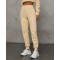 High waisted cotton joggers with side pockets basic style athleisure running sweatpants
