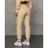 High waisted cotton joggers with side pockets basic style athleisure running sweatpants